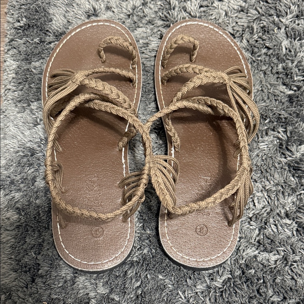 Plaka Brown Braided Sandals